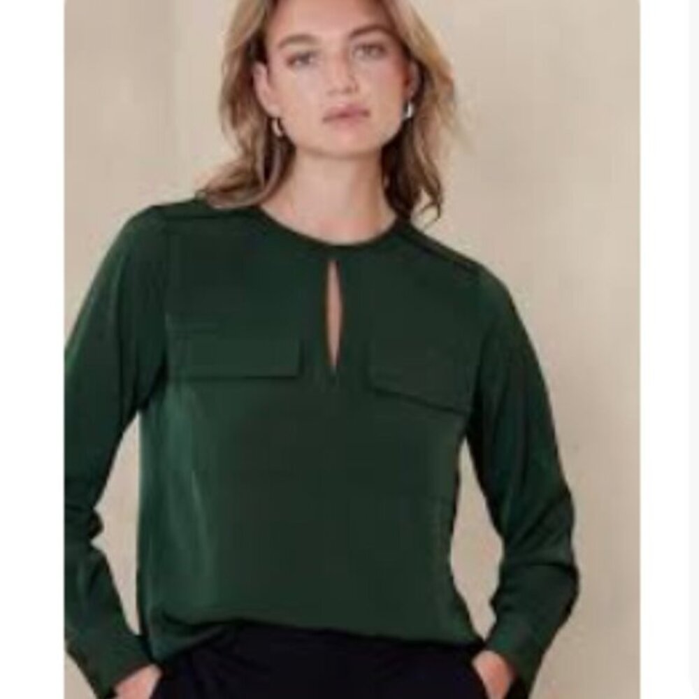 Banana Republic Dark Green Keyhole Blouse